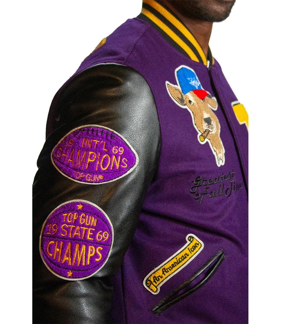 Top Gun GOAT Varsity Jacket Black Purple