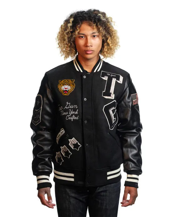 Top Gun Tiger Varsity Jacket Black
