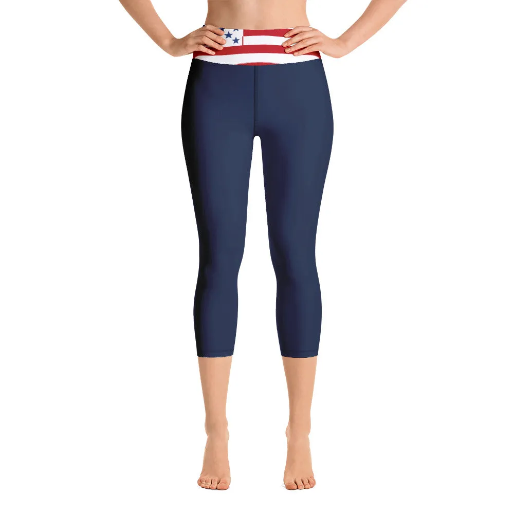 USA Flag (red/blue) - Yoga Capri Leggings