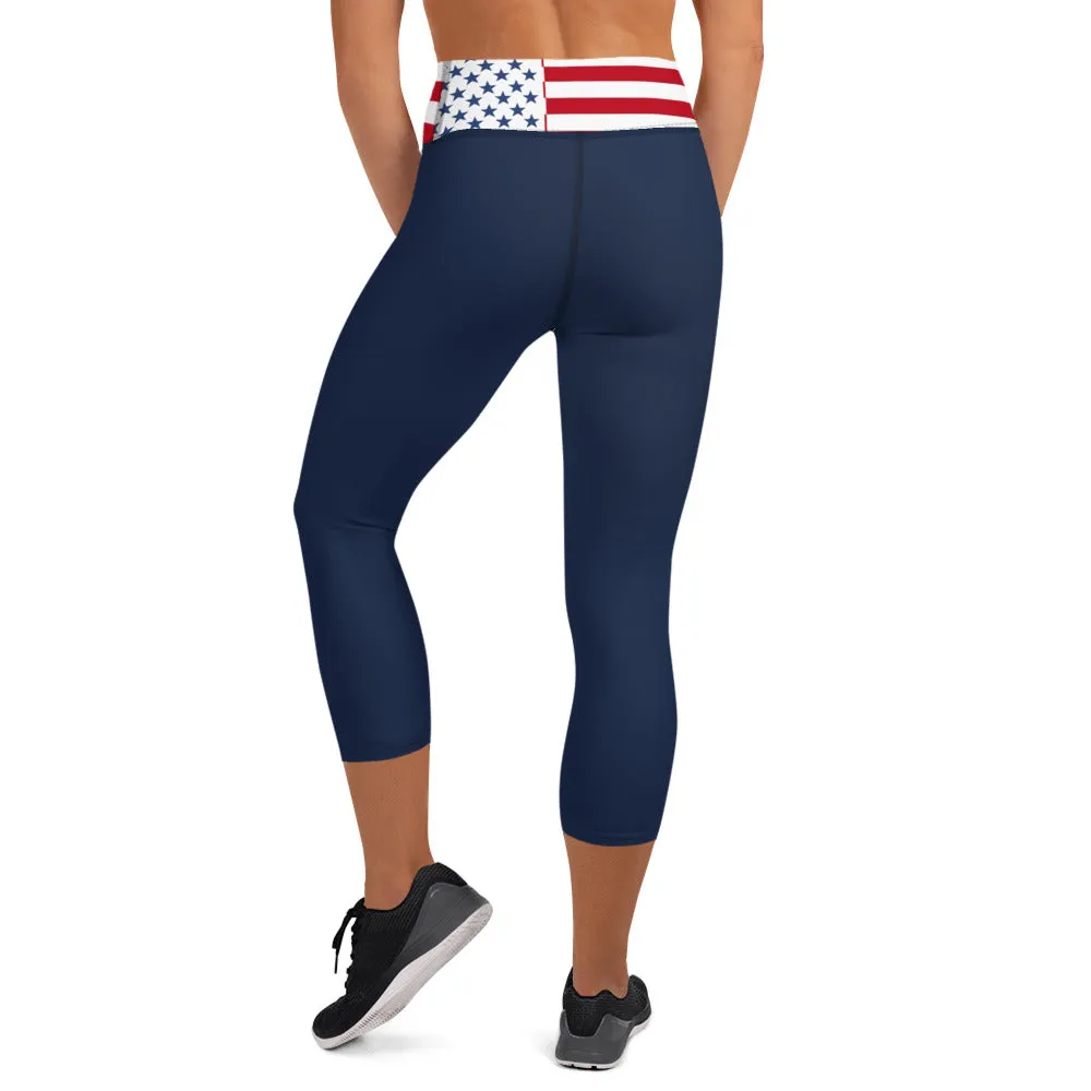 USA Flag (red/blue) - Yoga Capri Leggings