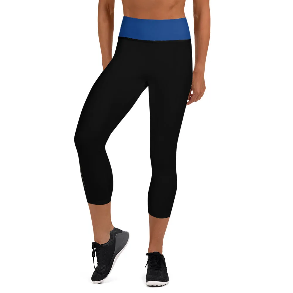 USA Flag (thin blue line) - Yoga Capri Leggings
