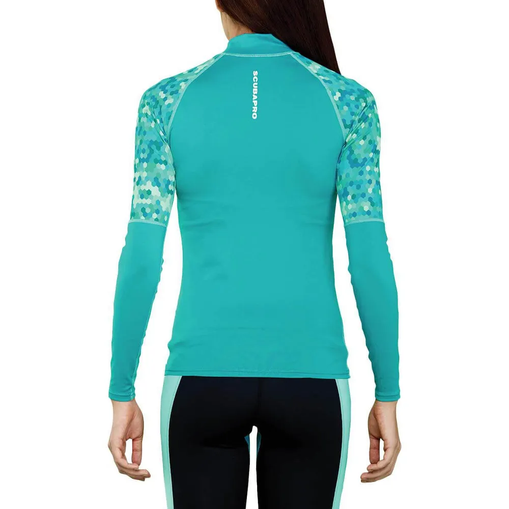 Used ScubaPro Rash Guard Womens, Long Sleeve (UPF50) - Teal Size S